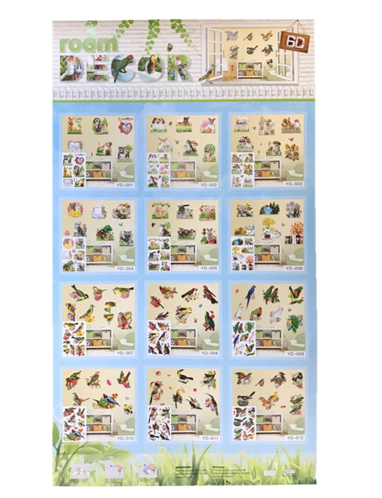 Adorable Animal Pets 3D Wall Stickers 60 x 34 cm