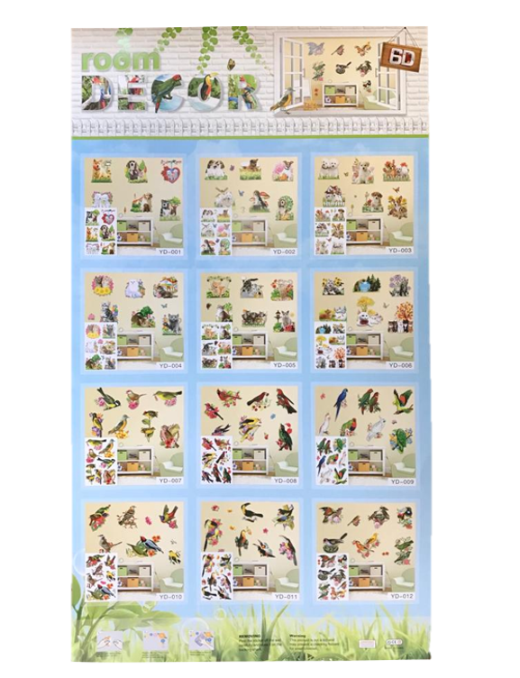 Adorable Animal Pets 3D Wall Stickers 60 x 34 cm