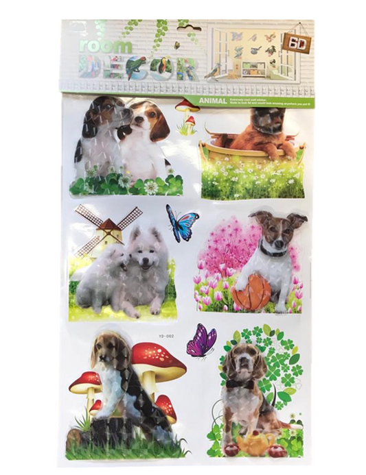 Adorable Animal Pets 3D Wall Stickers 60 x 34 cm
