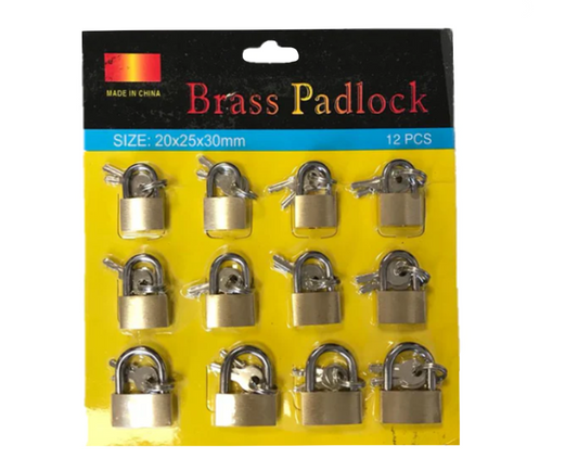 Brass Padlocks Pack of 12 Assorted Sizes Keep Your Belongings Secure
