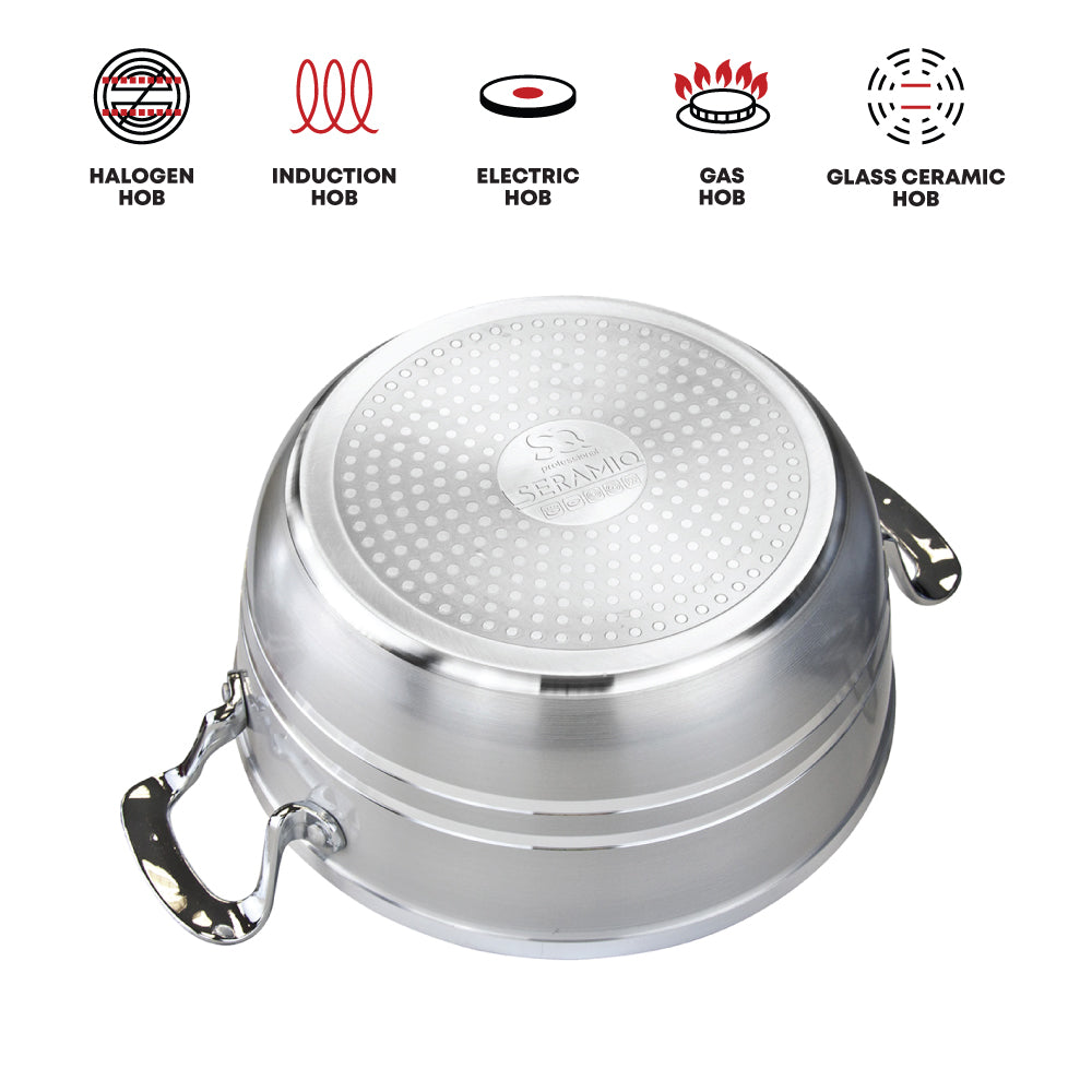 SQ Professional Seramiq Mianra Diecast Stockpot Set of 5 Quartz Premium Cooking Essentials