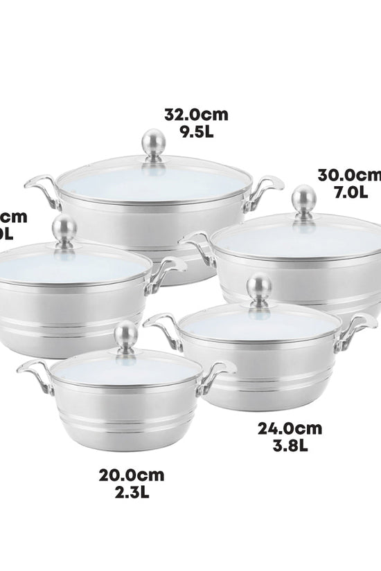 SQ Professional Seramiq Mianra Diecast Stockpot Set of 5 Quartz Premium Cooking Essentials