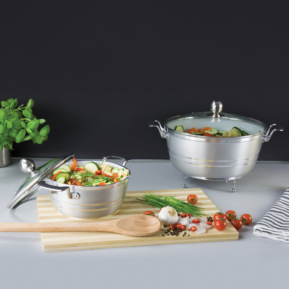 SQ Professional Seramiq Mianra Diecast Stockpot Set of 5 Quartz Premium Cooking Essentials