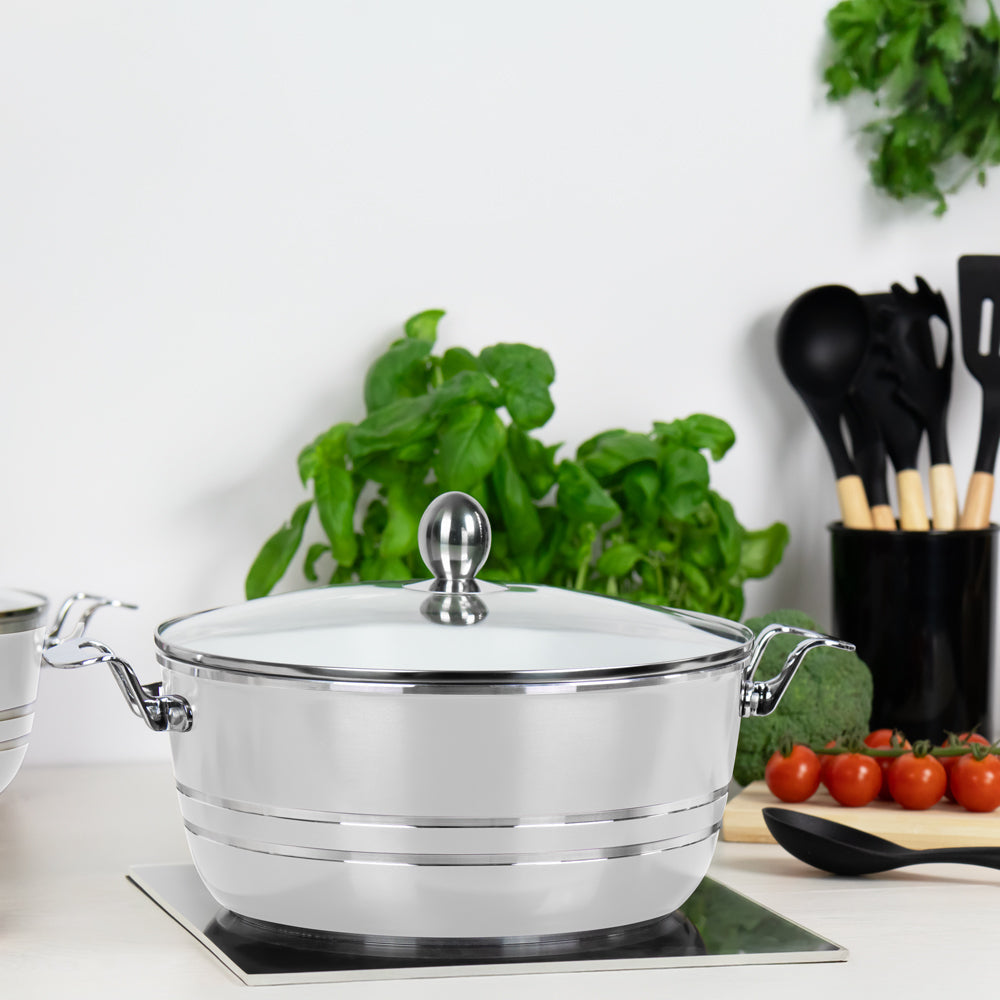 SQ Professional Seramiq Mianra Diecast Stockpot Set of 5 Quartz Premium Cooking Essentials