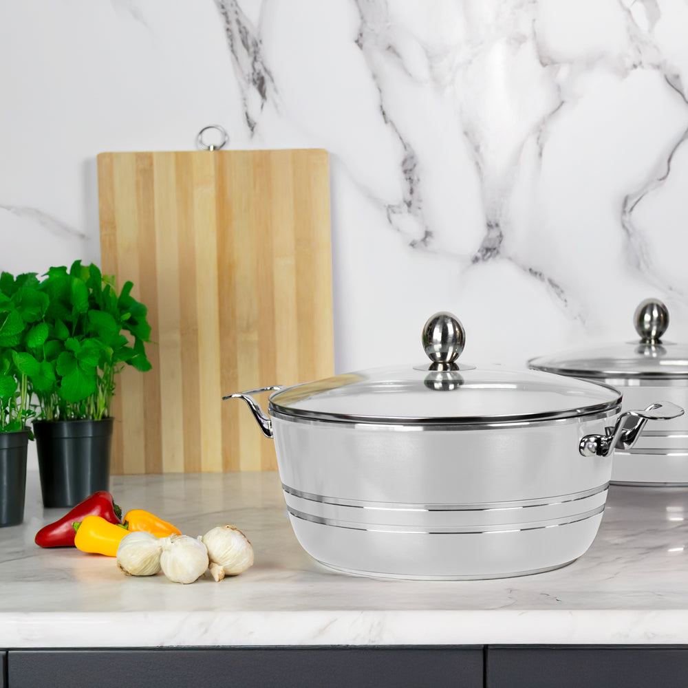 SQ Professional Seramiq Mianra Diecast Stockpot Set of 5 Quartz Premium Cooking Essentials