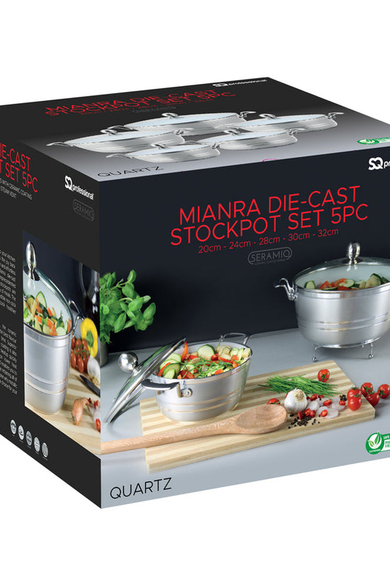 SQ Professional Seramiq Mianra Diecast Stockpot Set of 5 Quartz Premium Cooking Essentials