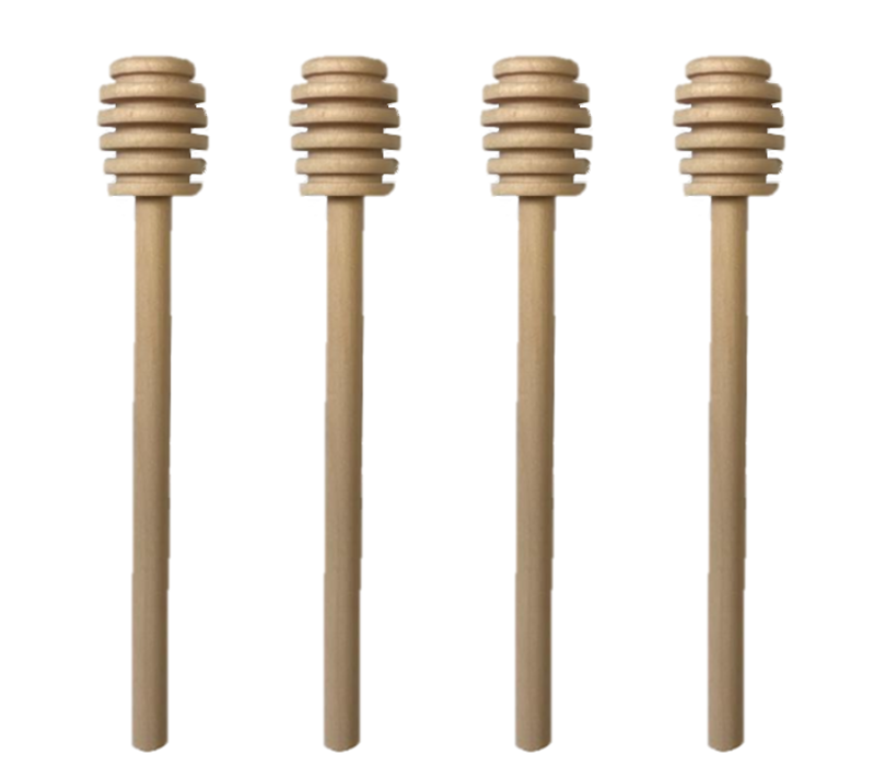 Set of 4 Handcrafted Wooden Honey Dripping Spoons