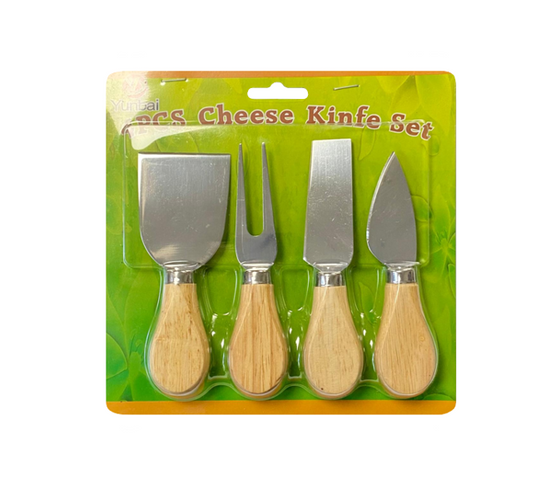 Premium Metal Cheese Knife Set with Wooden Handles Pack of 4