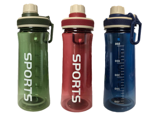 Durable Plastic Sports Gym Bottle 600ml Assorted Colors
