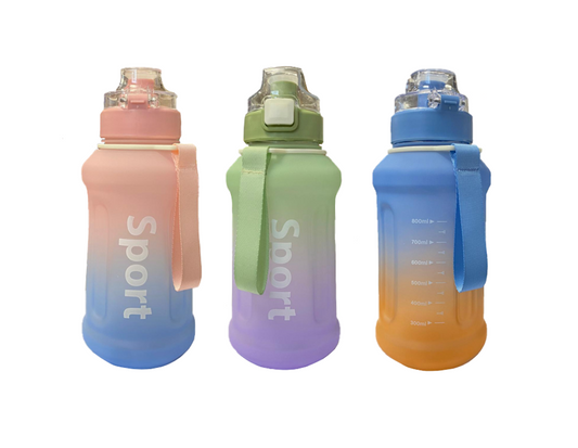 1000ml Ombre Design Plastic Water Bottle Assorted Colors