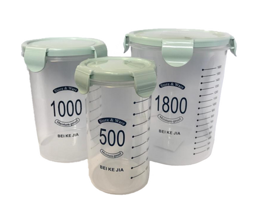 Round Food Storage Containers Set of 3 Assorted Colors