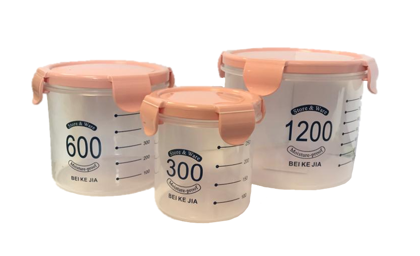 Assorted Colours Round Food Storage Containers Set of 3