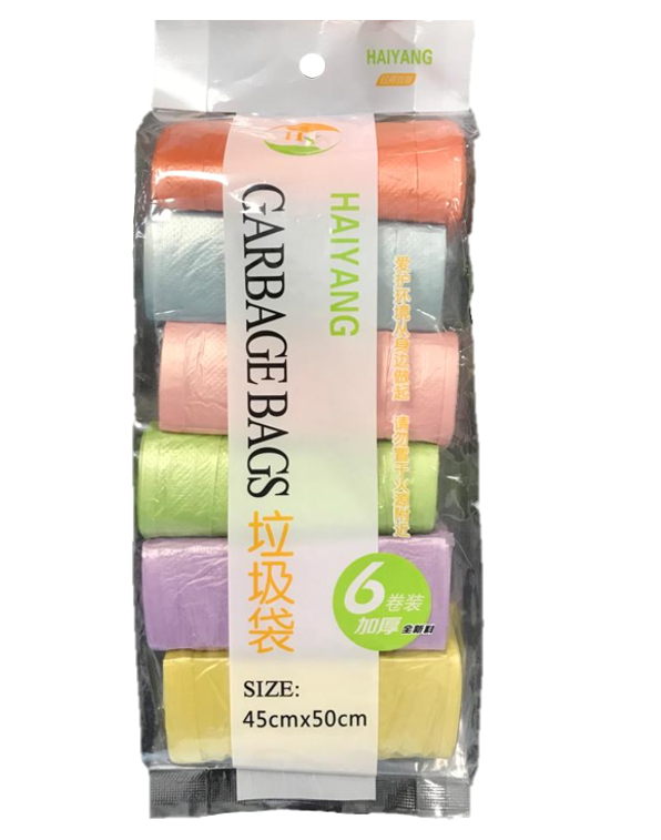 6 Rolls Plastic Kitchen Food Prep Storage Bags Assorted Colours