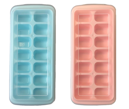 Durable Plastic Freezer Ice Cube Tray with Lid 16 x 11 cm