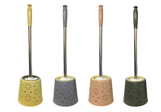 Durable Plastic Bathroom Toilet Brush with Stand Assorted Colors