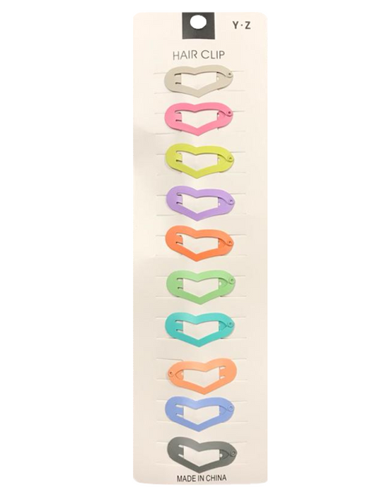 Assorted Heart and Star Shape Hair Clips Pack of 10 34 cm