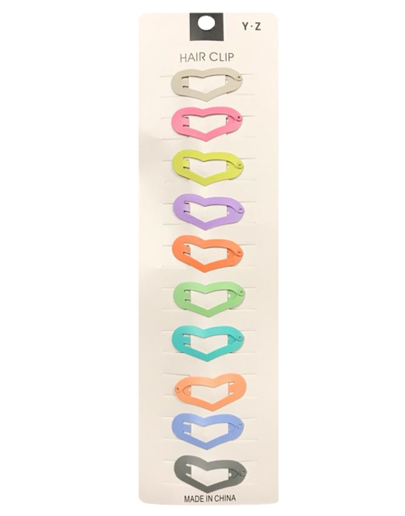 Assorted Heart and Star Shape Hair Clips Pack of 10 34 cm