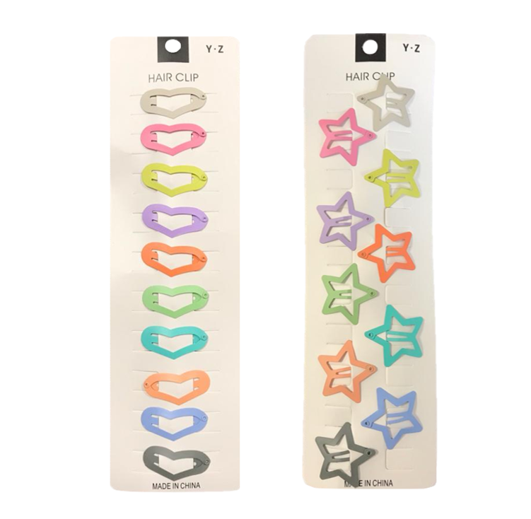 Assorted Heart and Star Shape Hair Clips Pack of 10 34 cm