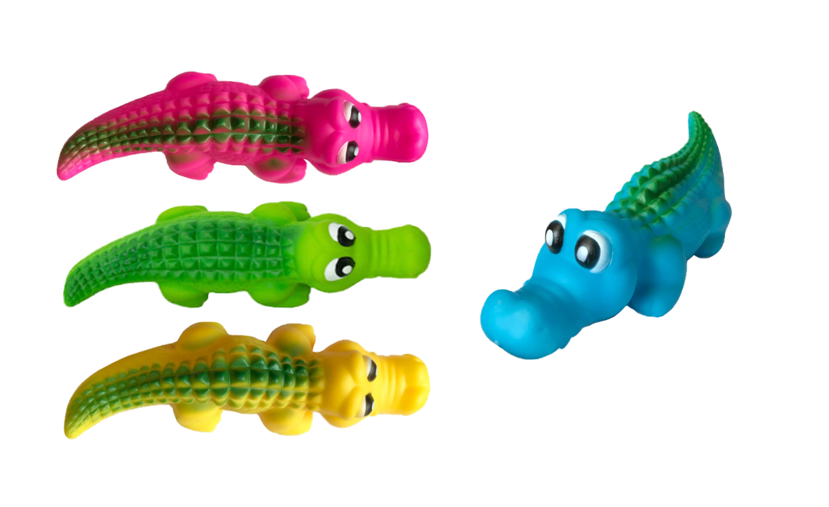 Interactive Squeaky Crocodile Dog Toy Assorted Colors