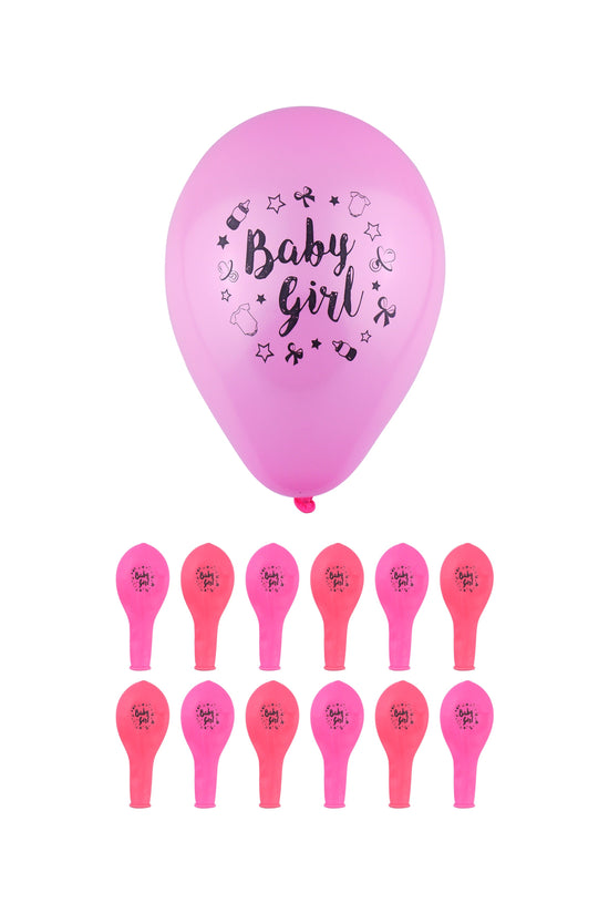 Baby Girl Party Birth Celebration Balloons Pack of 12 Pink 23 cm