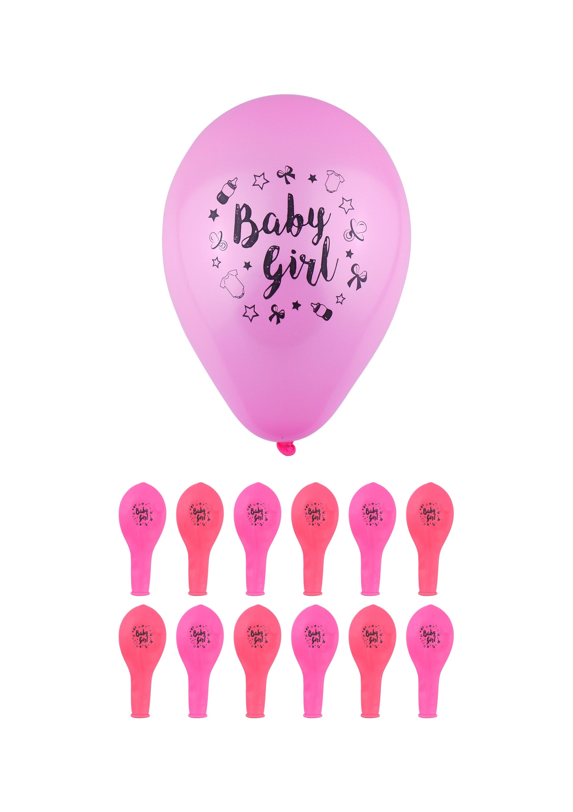 Baby Girl Party Birth Celebration Balloons Pack of 12 Pink 23 cm