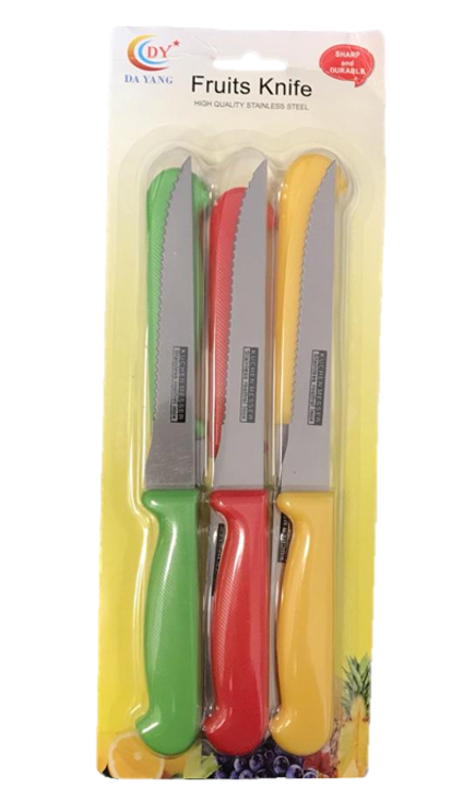 Premium Metal Fruit Knives with Plastic Handles Pack of 6