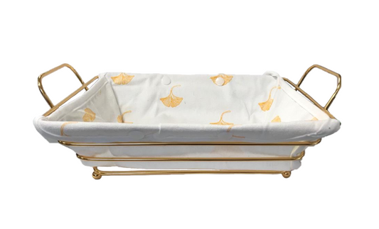 Elegant Gold Metal Wire Serving Basket with Handles