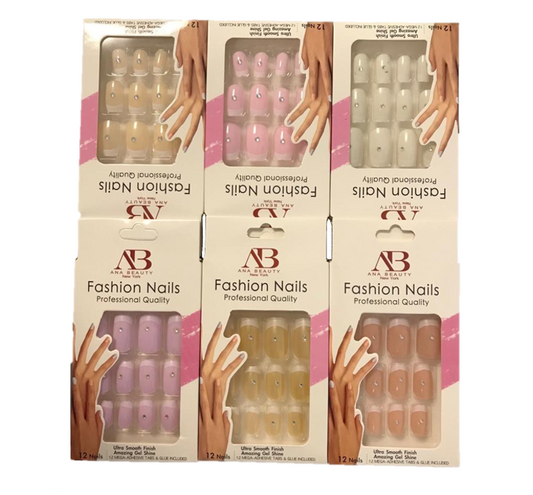 Artificial Fake Nail Extensions Bundle with Nail Glue Sticker Tabs