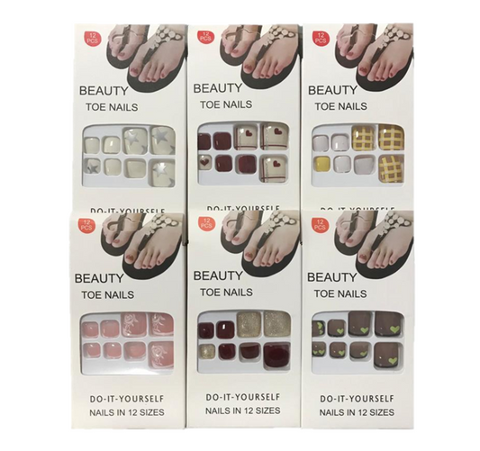 12pc Artificial Toe Nail Extensions with Nail Glue Adhesive
