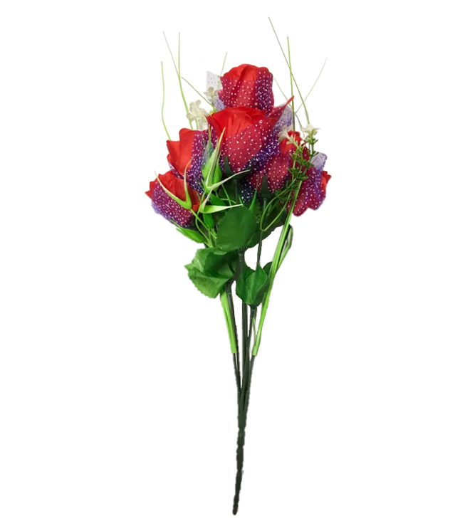 Vibrant Plastic Artificial Rose Flowers Assorted Colours 34 cm