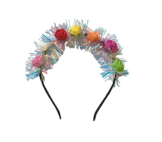Multicoloured Flower Crown Headband with Foam Flowers Festival Party Wedding Accessory