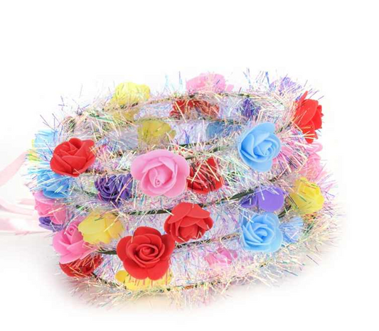 Multicoloured Flower Crown Wreath Festive Hair Accessory