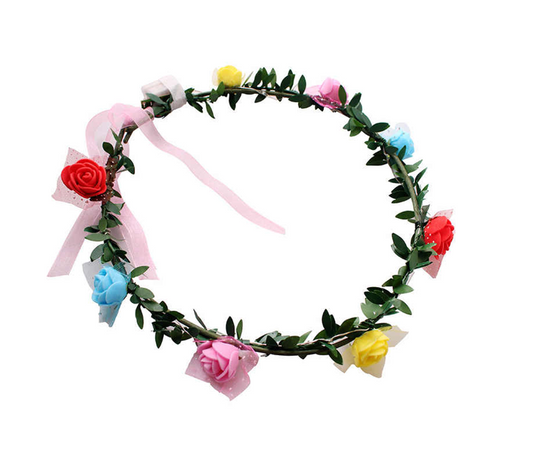 Multicoloured Light Up Flower Crown Wreath Festivals Parties