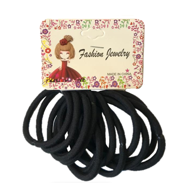 12Pack Black Hair Bobble Elastic Ties for Stylish Hairdos