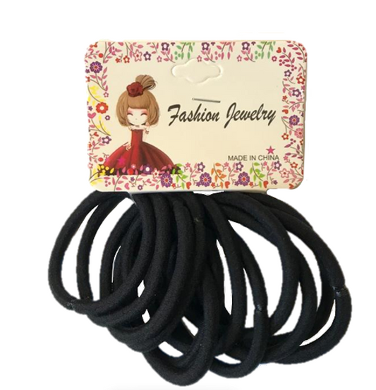 12Pack Black Hair Bobble Elastic Ties for Stylish Hairdos