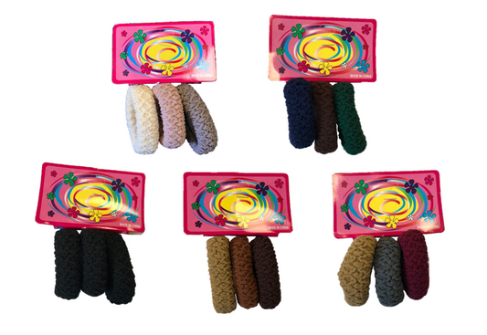 Hair Bobble Elastic Tie Pack of 3 Assorted Colors Set of Stylish Hair Ties