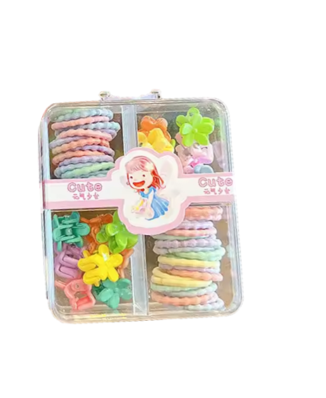 Set of 3 Mini Flower and Rabbit Hair Accessories Clips with Elastic Bands