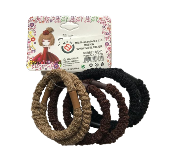 Assorted Colours Hair Bobble Elastic Tie Pack of 6 Random Selection