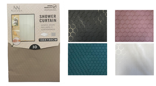 Elegant Hexagon Pattern EVA PE Bathroom Shower Curtain 180x180cm