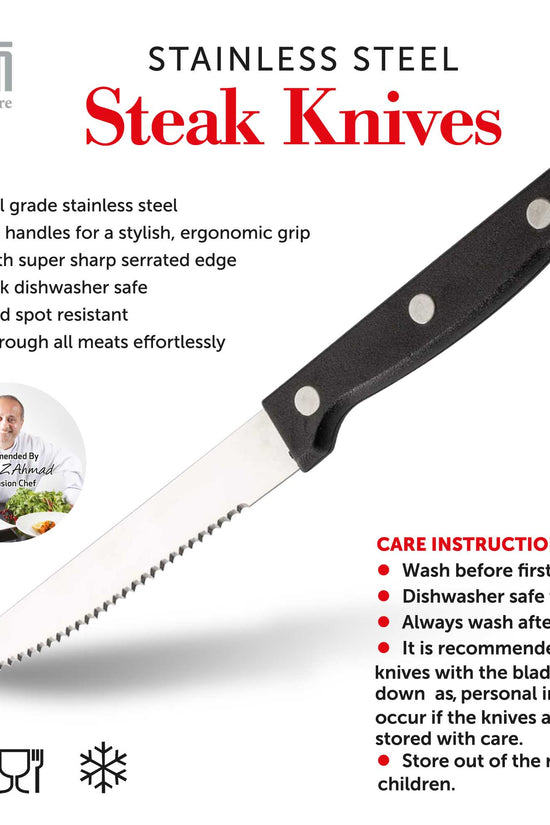 Premium Stainless Steel Serrated Steak Knives Set of 6