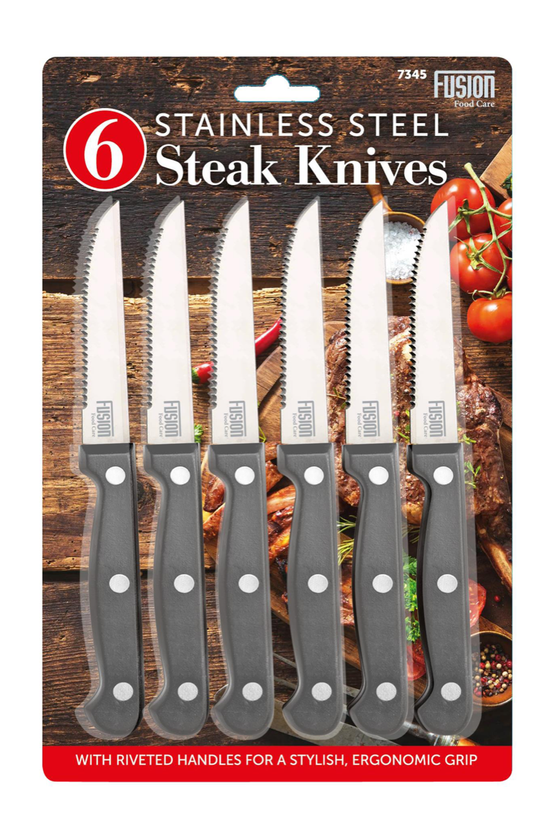 Premium Stainless Steel Serrated Steak Knives Set of 6