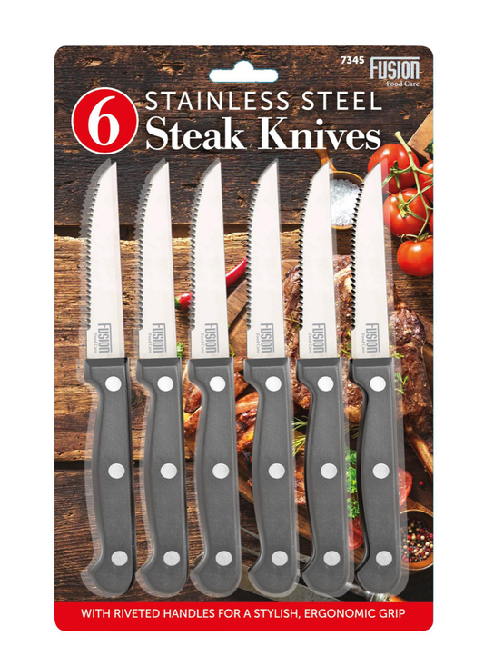 Premium Stainless Steel Serrated Steak Knives Set of 6
