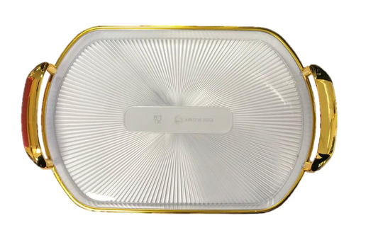 Elegant Clear Plastic Serving Tray with Gold Rim Perfect for Parties