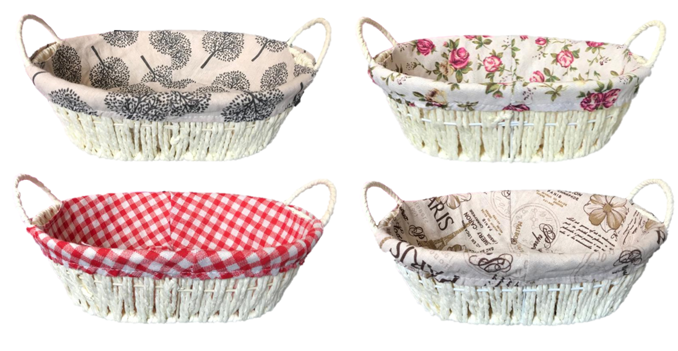 Elegant Oval Bread Gift Basket with Handles and Cloth Assorted Designs