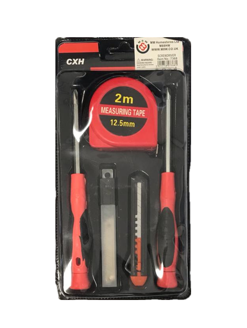Professional DIY Tools Set with Screwdriver Measuring Tape Stanley Knife