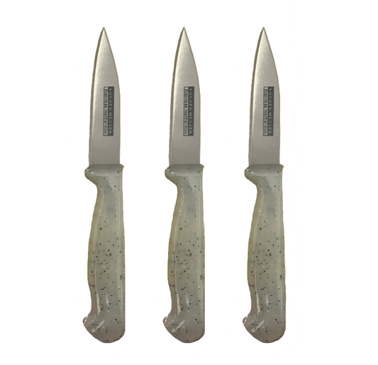Premium Metal Kitchen Fruit Knives Set of 3 17 cm with Ergonomic Plastic Handles