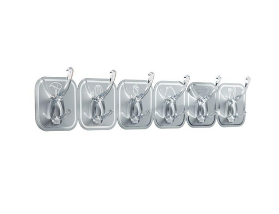 Colorful Plastic Adhesive Stick On Hooks 6 Pack