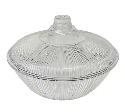 Clear Round Ribbed Fruit Bowl with Lid 25 x 10 cm