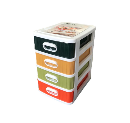Compact Mini Plastic Stationery Drawer Box 4 Tier Storage Organizer