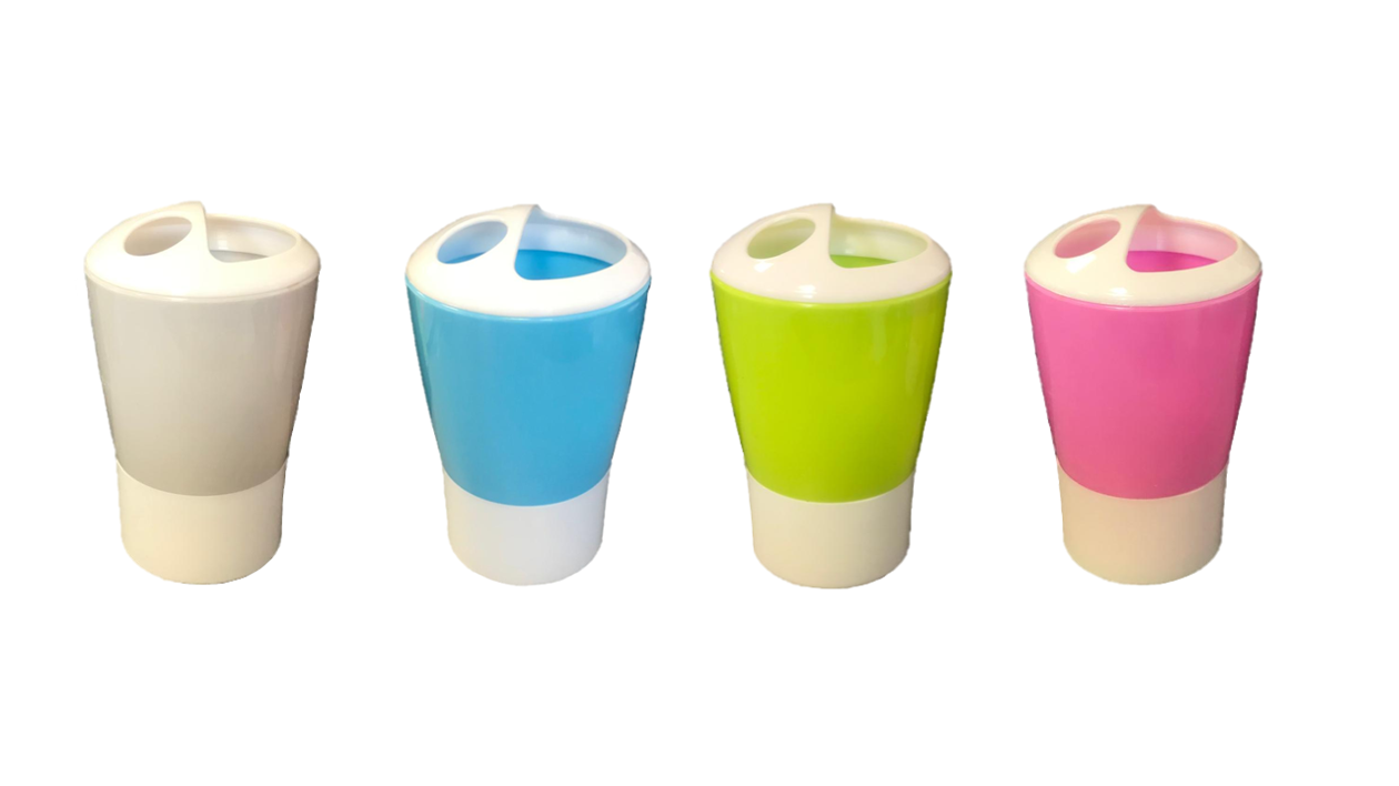 Durable Plastic Toothbrush Holder Cup in Assorted Colors